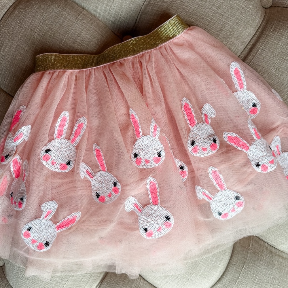 Pink Tulle Skirt with Bunny Appliques